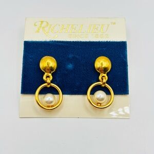 Vintage Richelieu Gold Pearl Drop Earrings